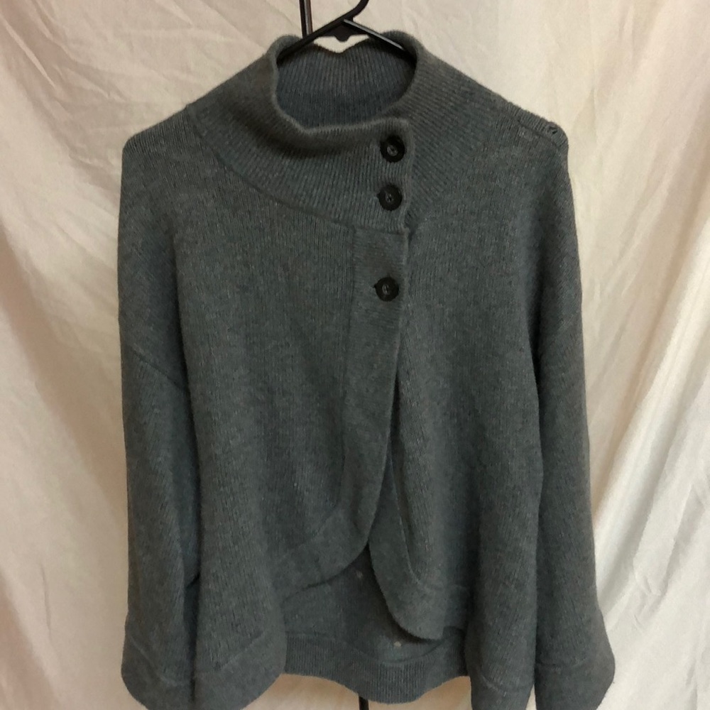 Calvin Klein grey cotton/rabbit hair cape sweater - Picture 2 of 8